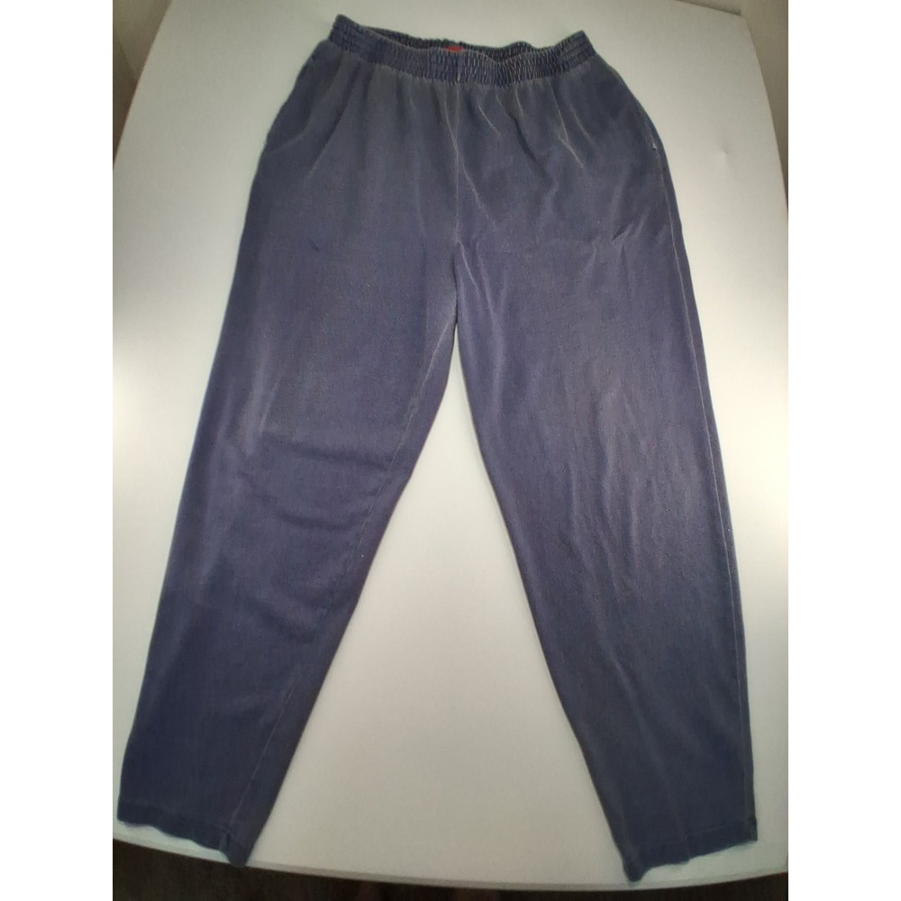 Liz & Co Womens Blue Gray Elastic Waist Knit Lounge Pants Size L Cotton Blend